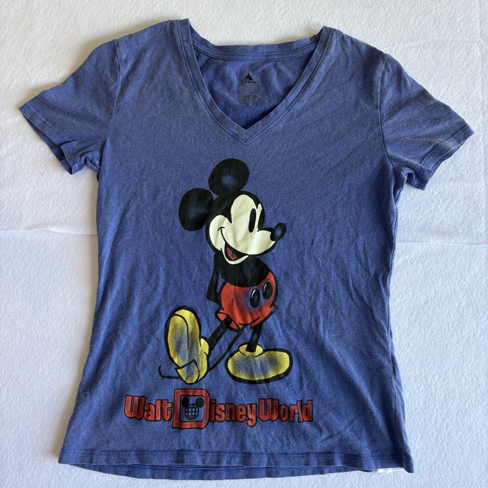 Disney Mickey Mouse Walt Disney World Purple V-Neck Women's T-Shirt, Size XS